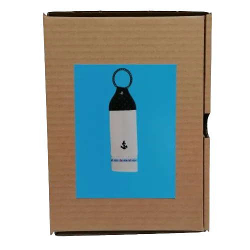 DIY pakket voor 2 gastendoekjes blauw / wit met anker
